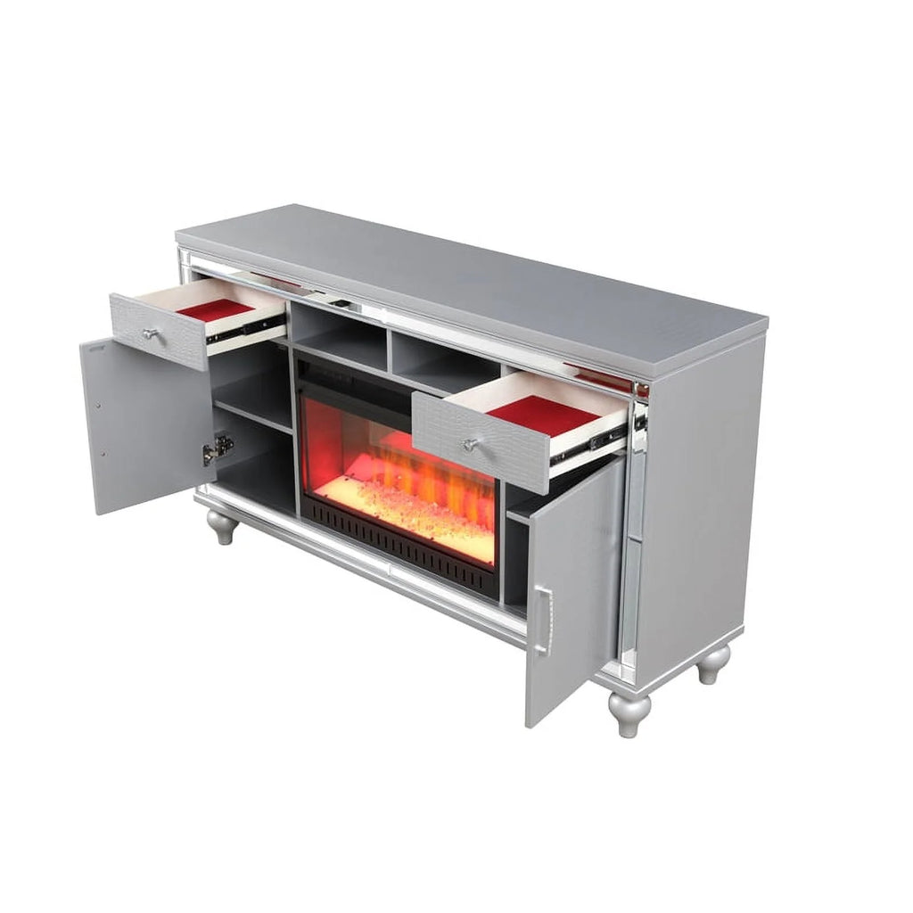 Solid Wood TV Stand With Electric Fireplace D874132