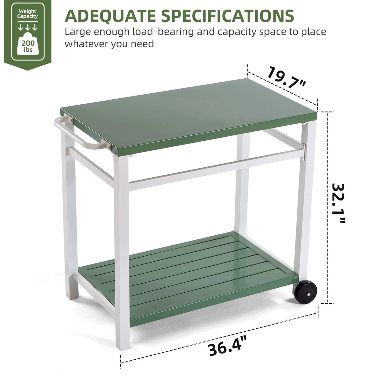 Outdoor Dining Cart Table Aluminum Grill Table with Wheels H46446