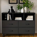 Black 4 Drawer Dresser with Open Shelves Z597104