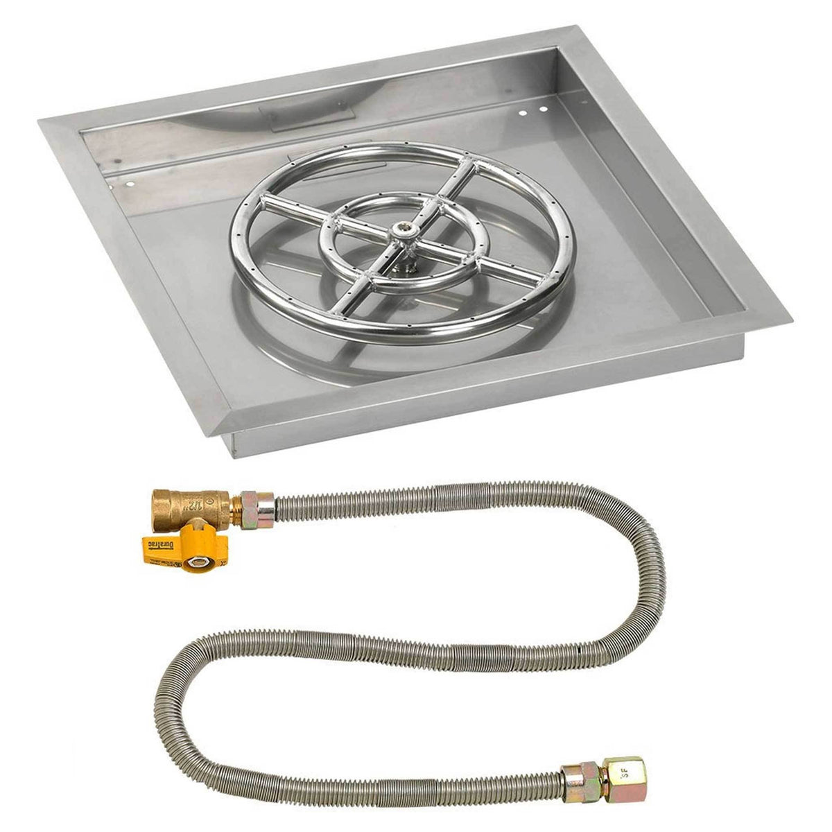 18x22 Square Stainless Steel Drop-In Pan with Match Light Kit Propane Fire Pit Ring P26280