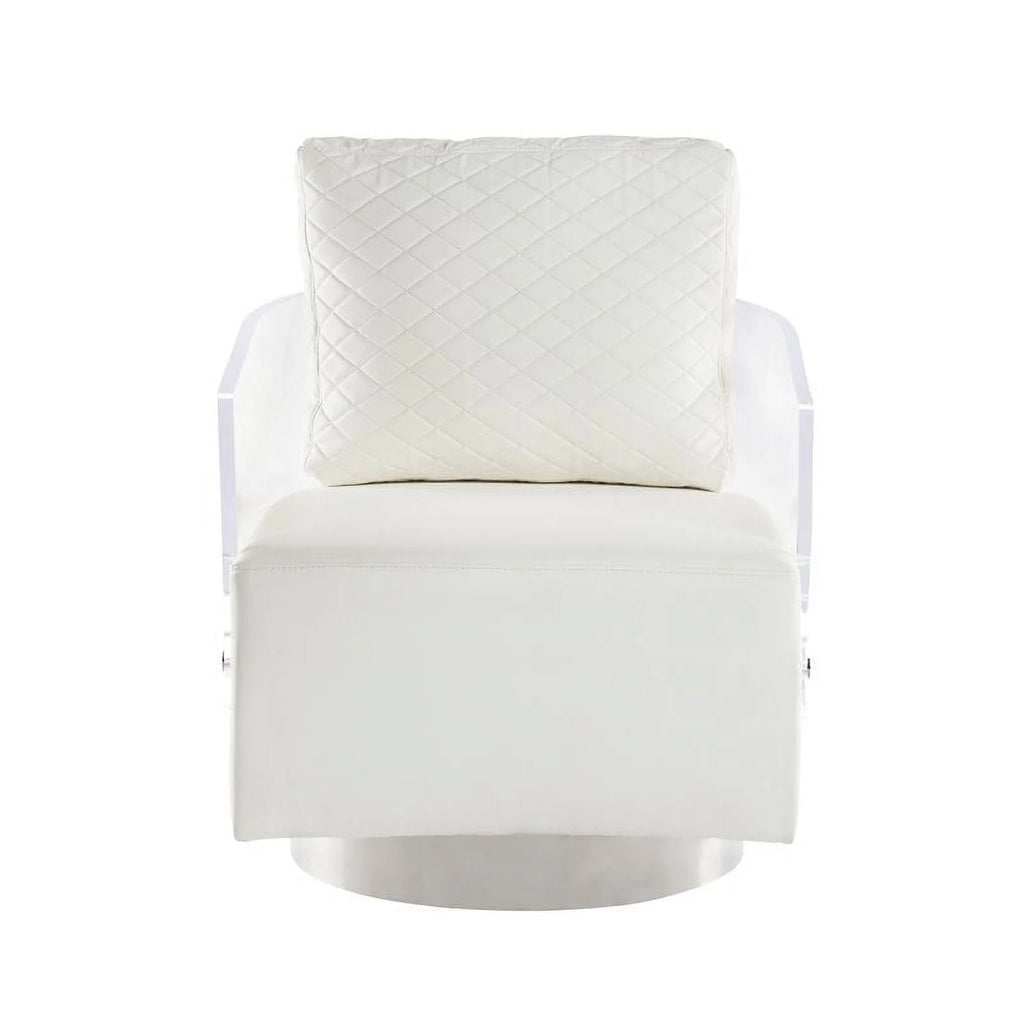 White Clear Acrylic Swiveling Accent Chair Q447706