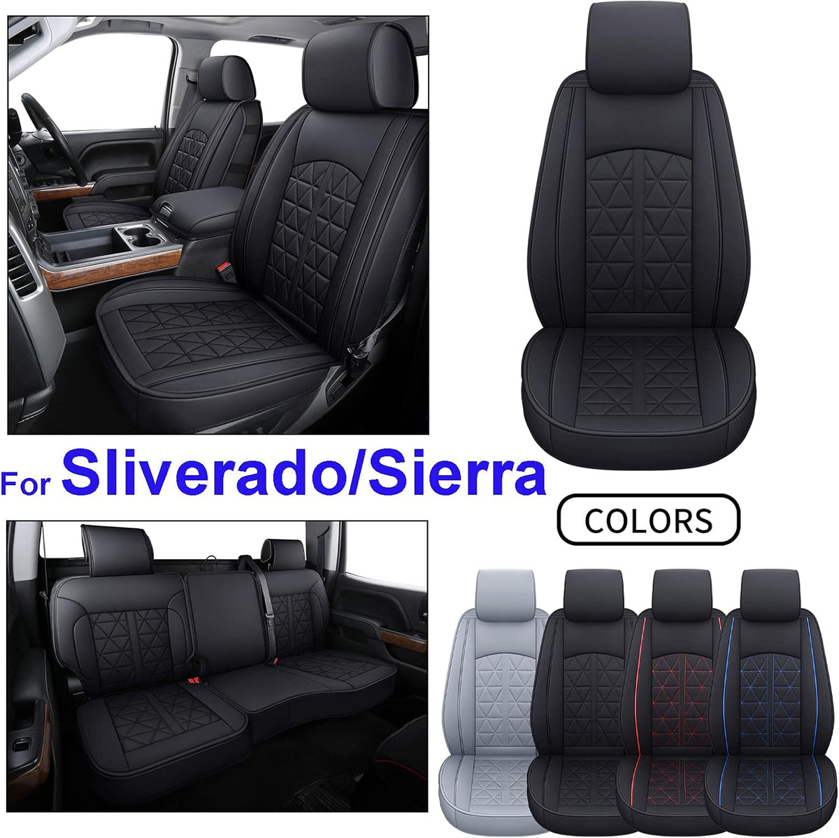 Black&Red Synthetic Leather Car Seat Cover Full Set U51345