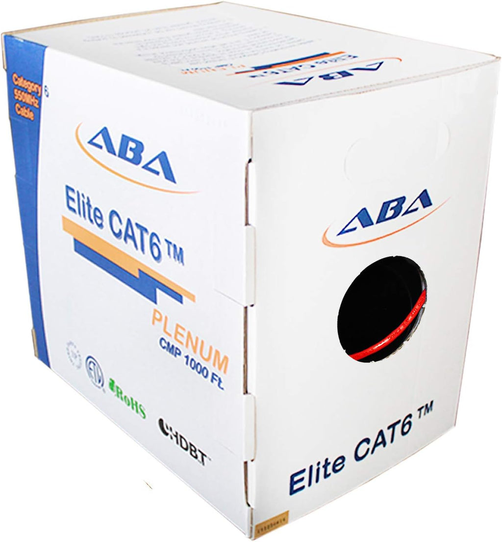 CAT6 Plenum (CMP) Ethernet Cable 1000ft, UTP 23AWG Solid Bare Copper, Blue N988