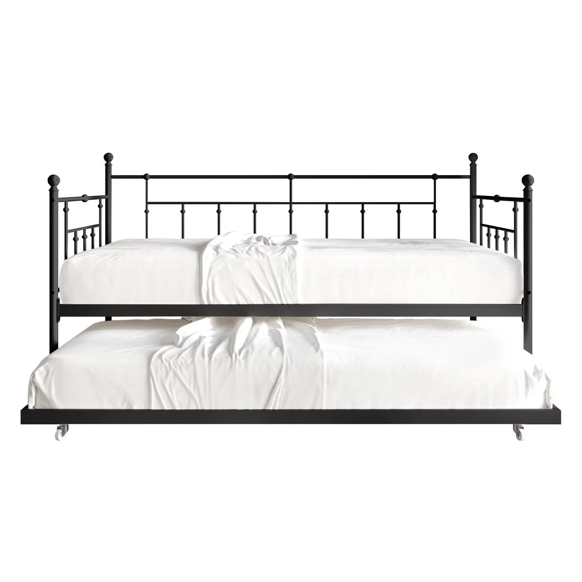 Victorian Metal Twin Daybed with Trundle Black V409