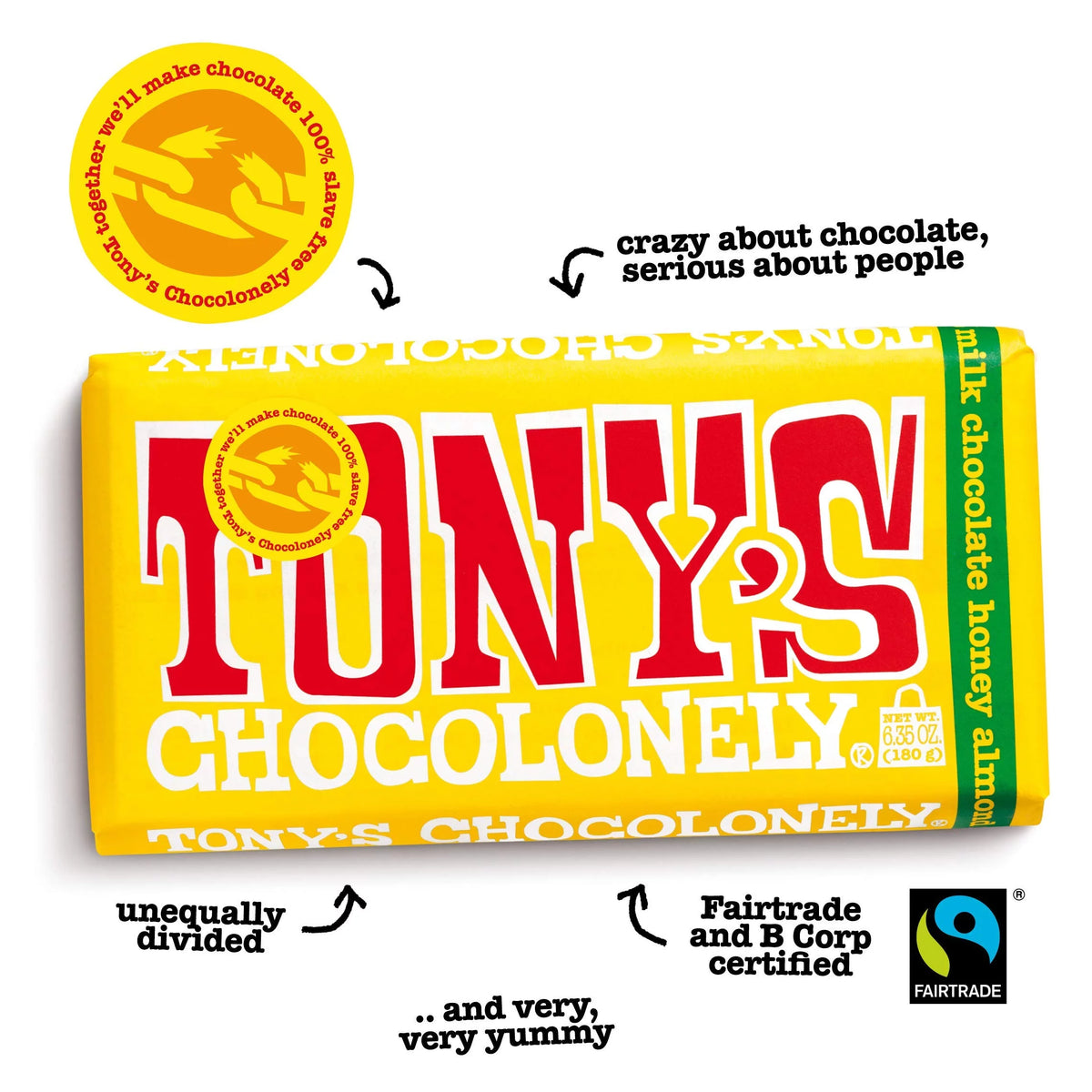 Milk Chocolate Bar with Honey Almond Nougat, 6.35 Ounce, 15 Pack I719