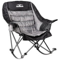 Oversized Padded Camping Chair with Cup Holder, Black & Gray I85485
