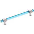 Polished Nickel Cabinet Pull with Cerulean Glass H1615