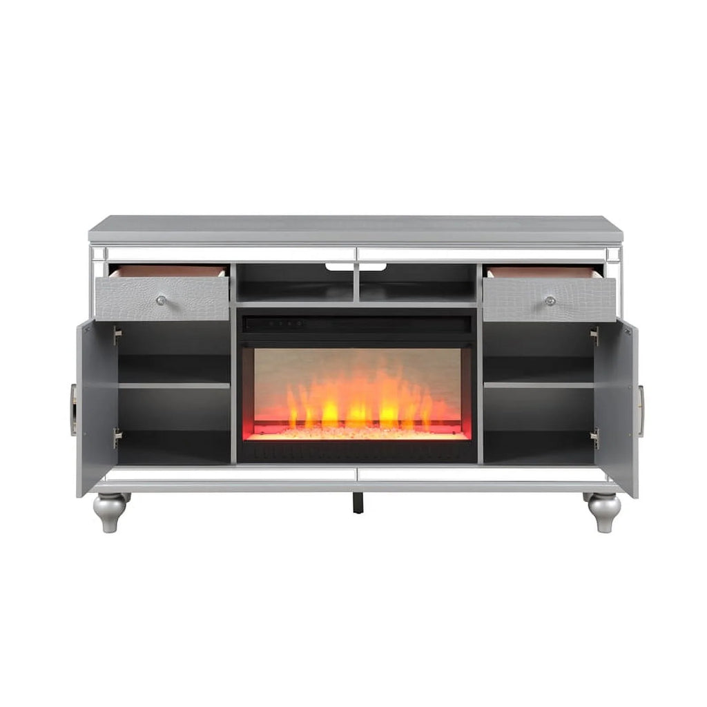 Solid Wood TV Stand With Electric Fireplace D874132