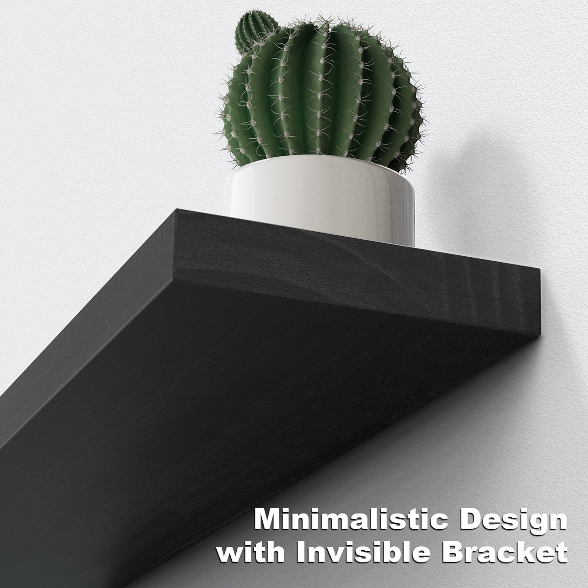 16 inch Black Wood Floating Shelves Set of 3 G2749