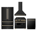 36 In. Gas Range, Range Hood, Refrigerator, and Dishwasher in Black Stainless Steel A800345