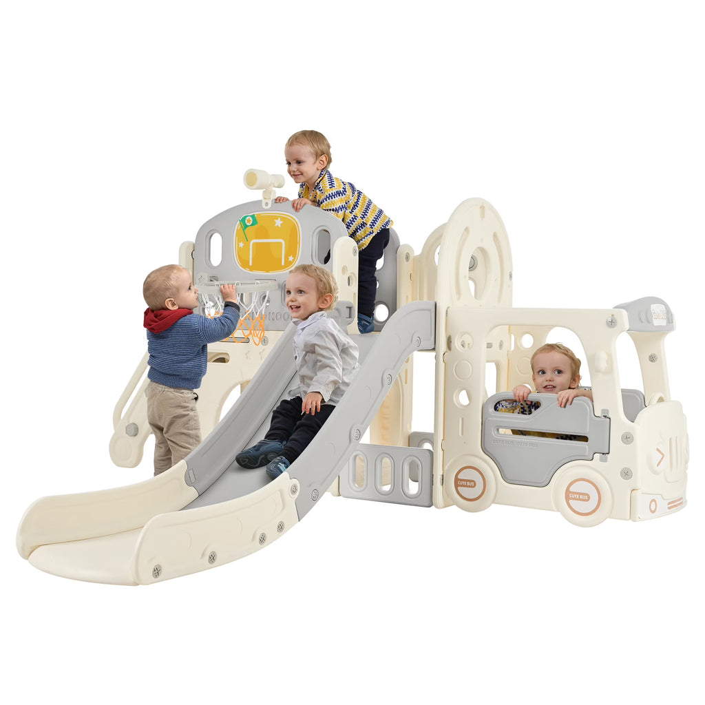 9 in 1 Kids Slide Playset with Basketball Hoop Y33110