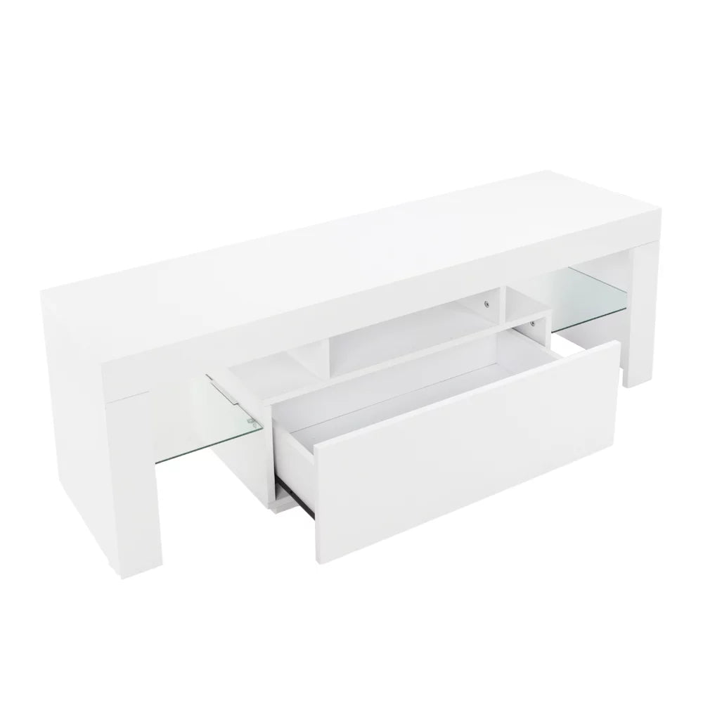 White High Gloss LED TV Stand with 2 Drawers K198