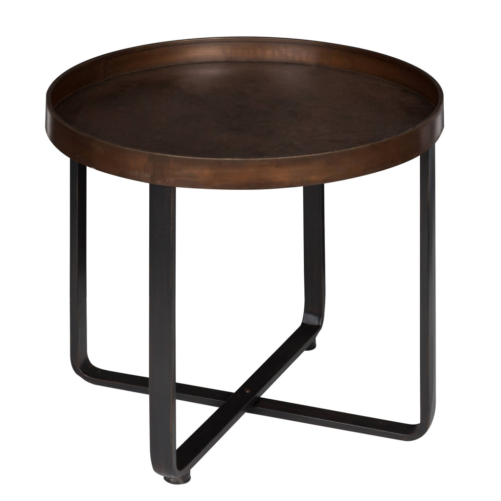 Bronze and Black Round Metal End Table F210463