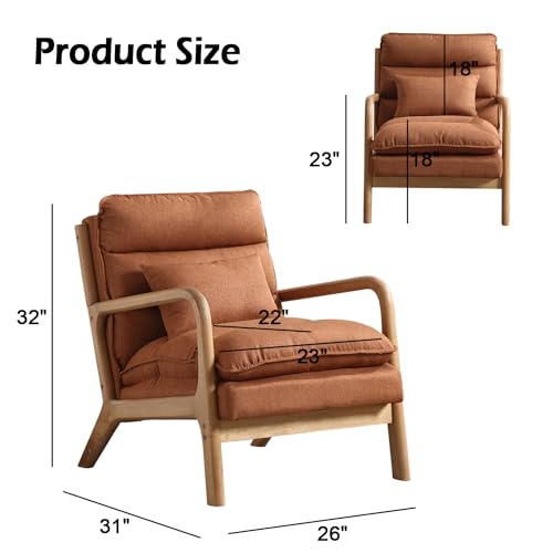 Green Upholstered Accent Chair with Wood Frame Q594