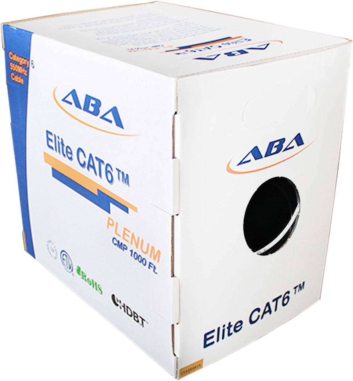 CAT6 Plenum (CMP) Ethernet Cable 1000ft, UTP 23AWG Solid Bare Copper, Blue N988