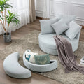 Swivel Accent Barrel Chair with Storage Ottoman & 4 Pillows R146333