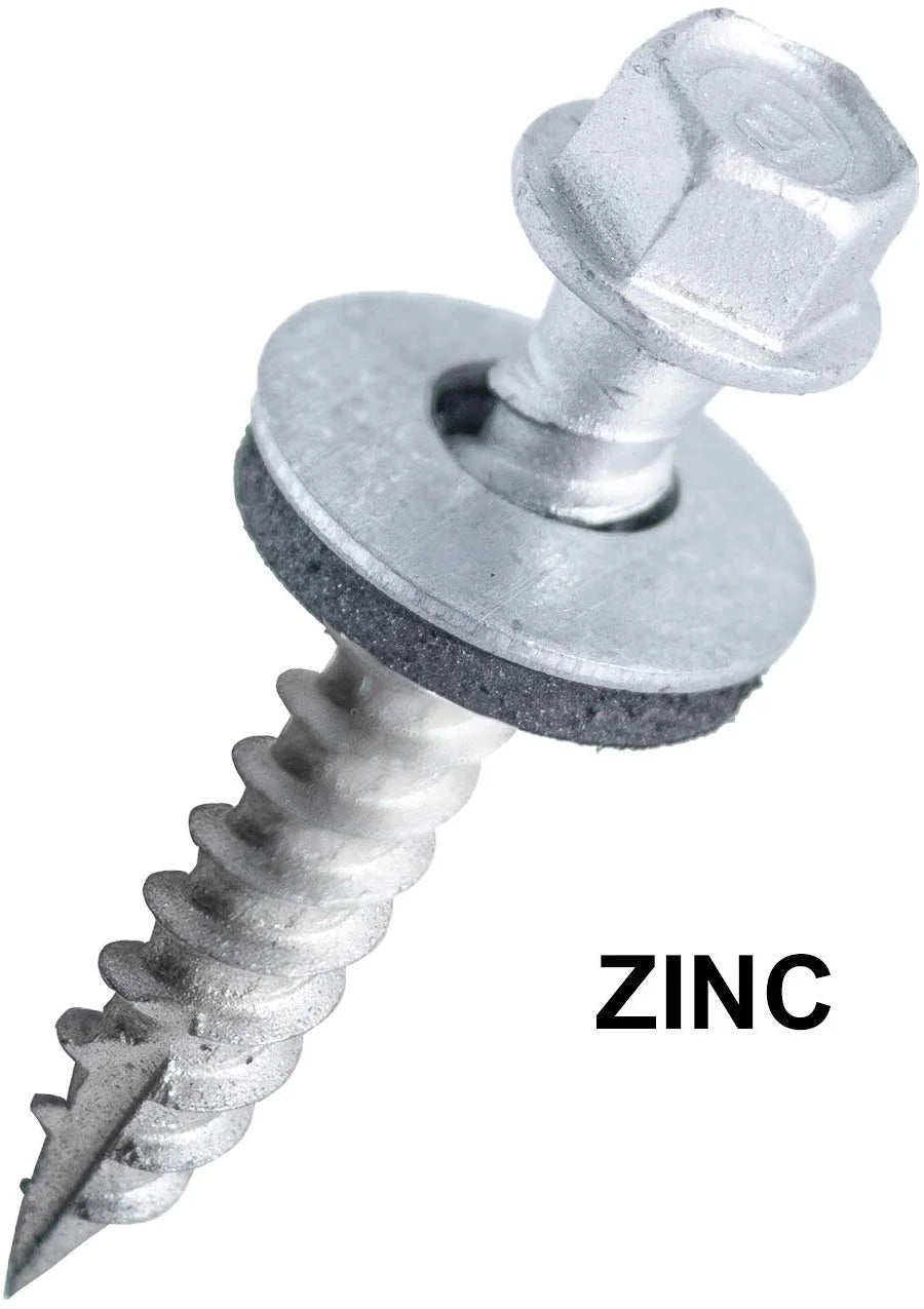 1.5" Zinc Painted Hex Washer Head Metal Roofing Screws P9814