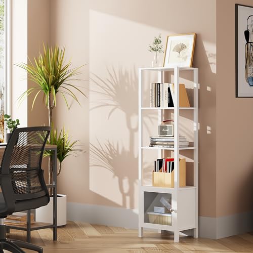 6 Tier Narrow Bookcase with Door T998290