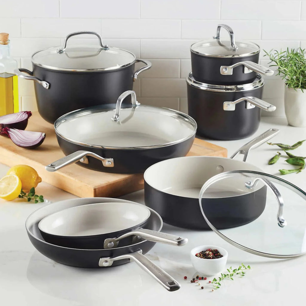 12-piece Hard Anodized Ceramic Non-Stick Cookware Set M493
