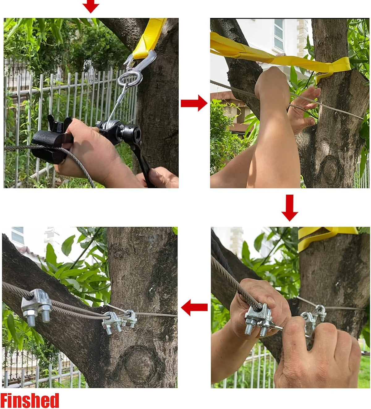 Zipline Tensioning Kit with Mini Ratchet, Cable Grip, Tree Sling, Pack of 2 K798