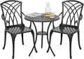 3 Piece Cast Aluminum Black Patio Bistro Table Set Y365589