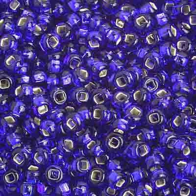 Czech Glass Seed Beads 8/0 Silver Lined Royal Blue Y25835
