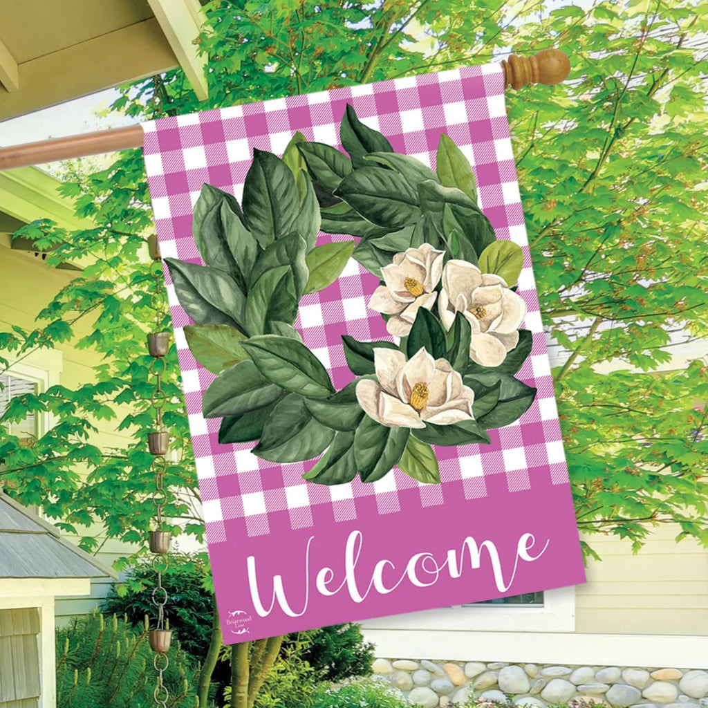 Pink Magnolia Wreath House Flag 28" x 40" A947