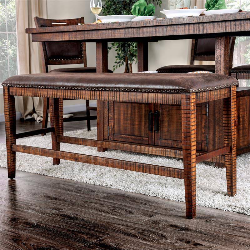Solid Wood Counter Height Bench in Dark Oak T9178