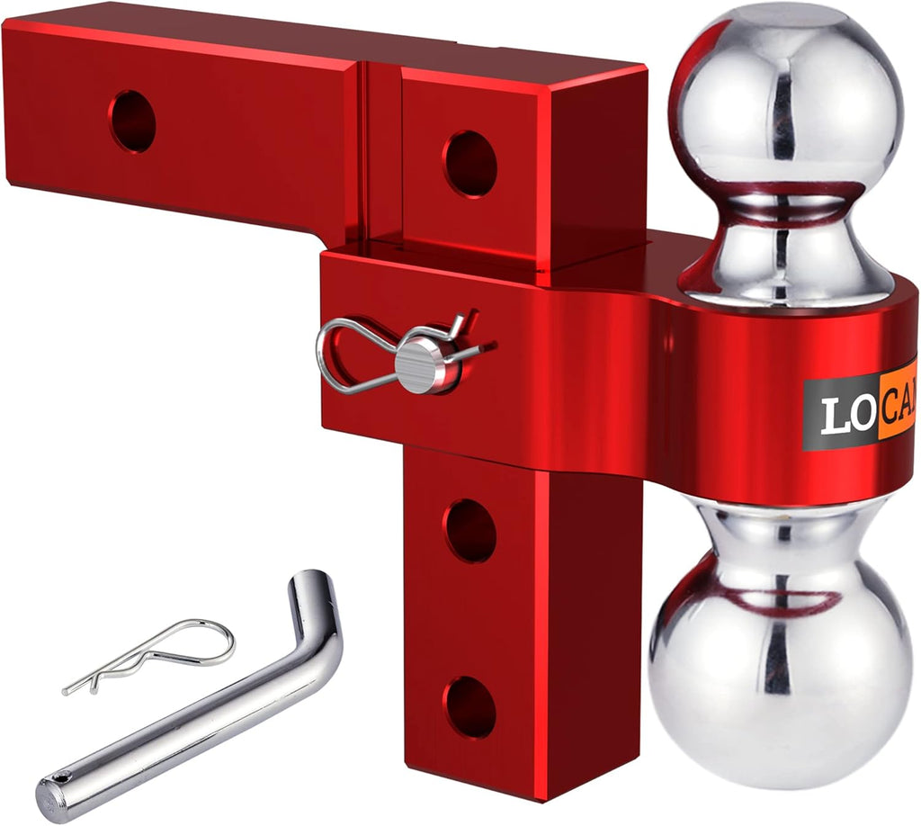 Adjustable Aluminum Trailer Hitch with Double Stainless Steel Pins, Red G3589