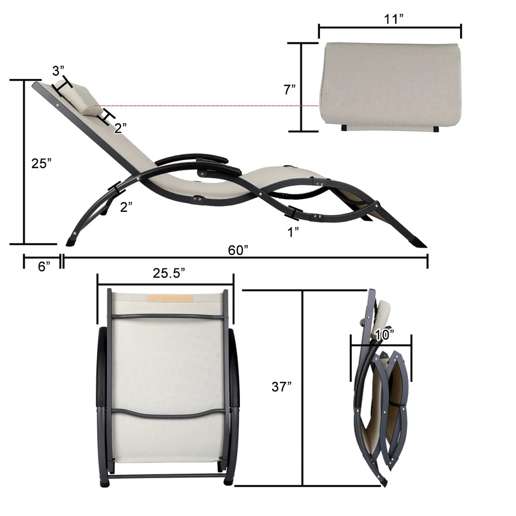 White Folding Patio Sunbeds Z232