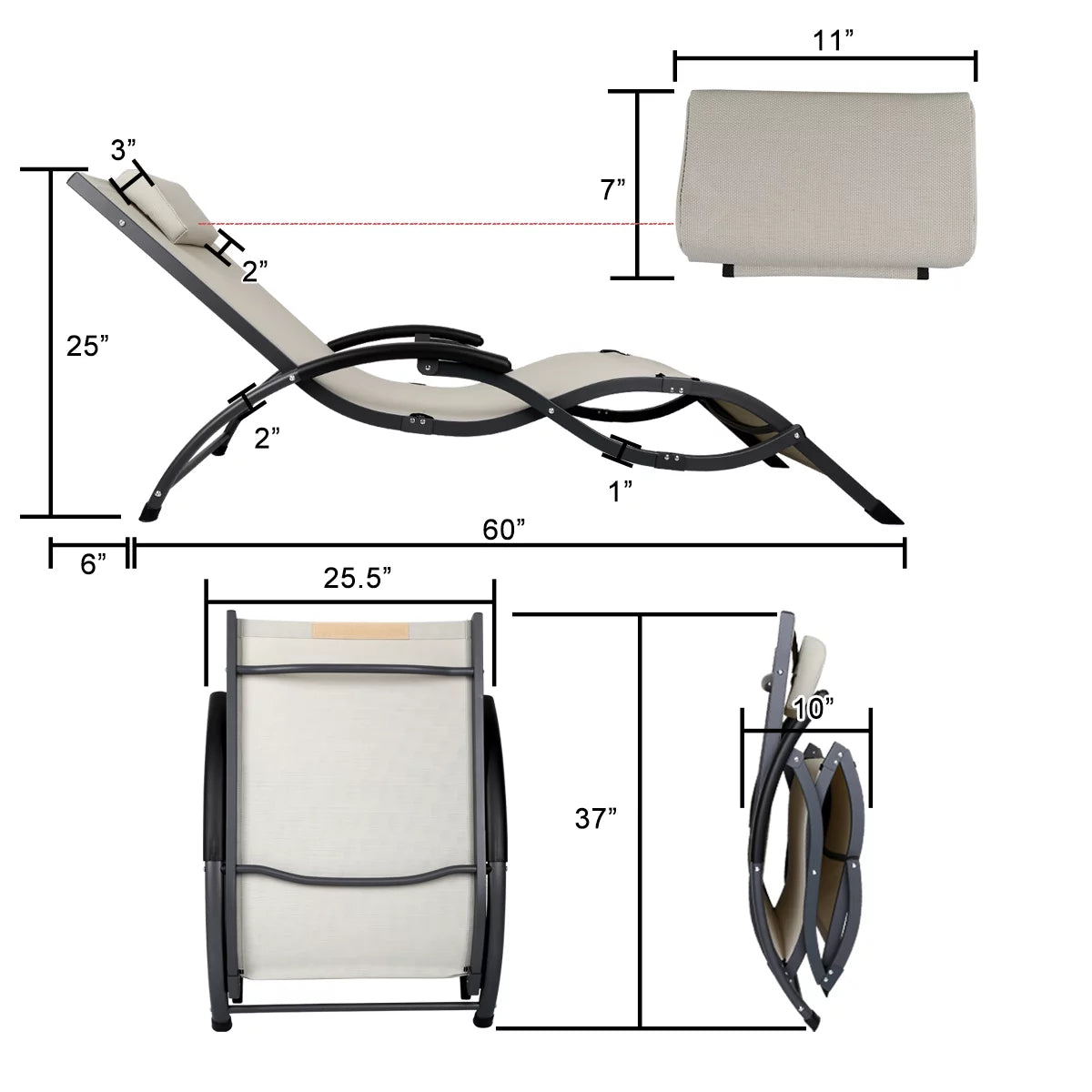 White Folding Patio Sunbeds Z232