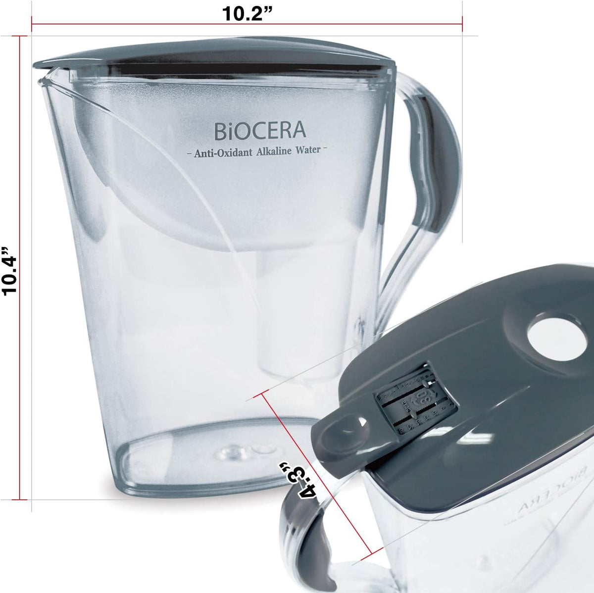 Alkaline Antioxidant Water Filter Pitcher with 2 Cartridges G87178