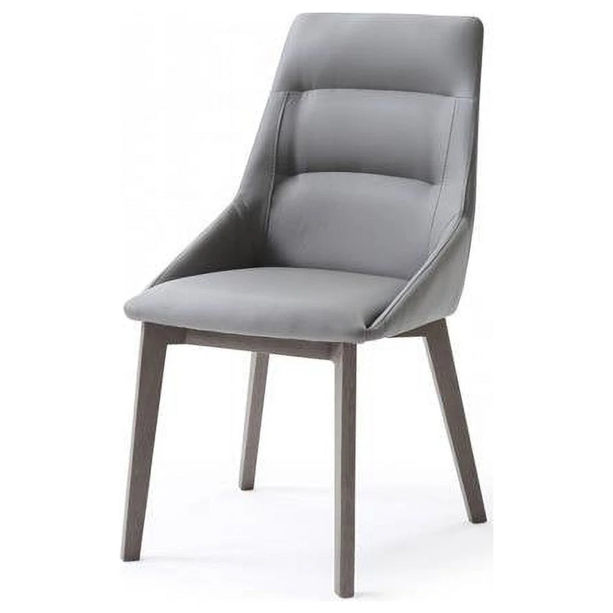Gray Faux Leather Dining Chair with Solid Wood Legs L397473