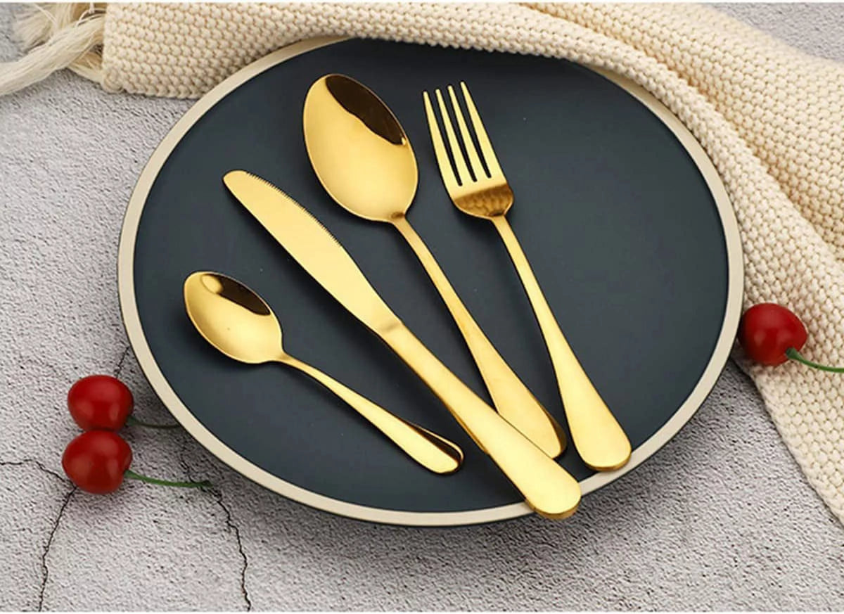 24-Piece Stainless Steel Gold Cutlery Set K315