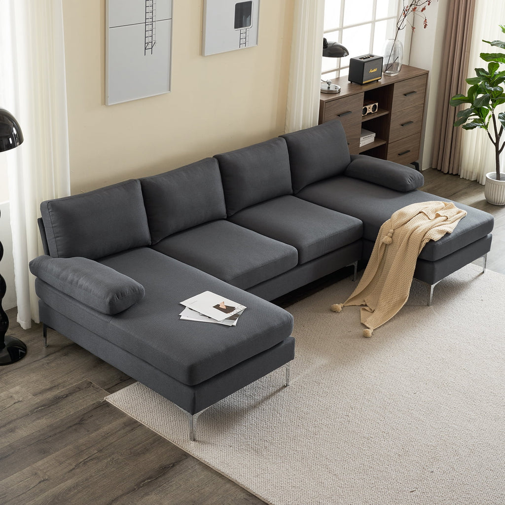 Dark Gray U-Shaped 4-Seat Modular Sofa Q335699