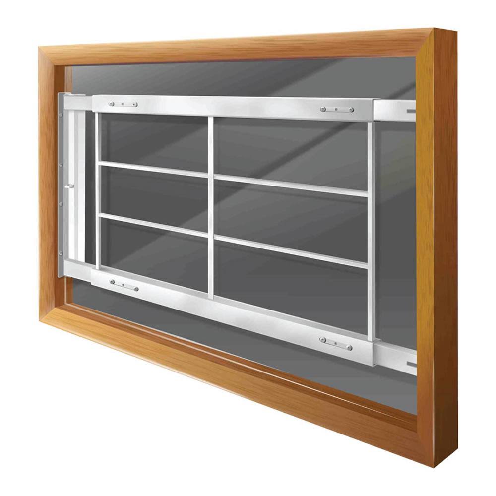 White 4-Bar Adjustable Width Window Guard Z149
