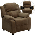 Brown Padded Kids Recliner with Flip-Up Storage Arms M301