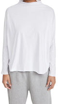 White Long-Sleeve Funnel Neck Capelet Tee Y762264