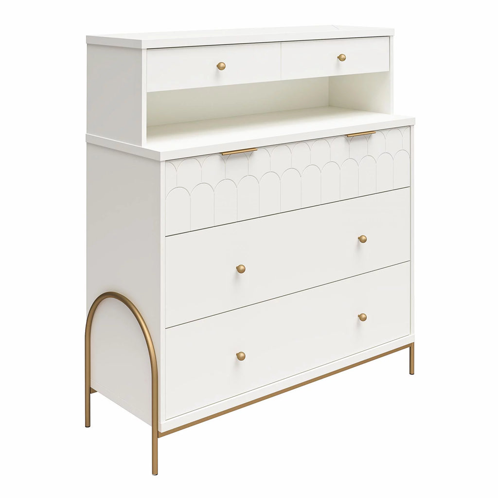 White 4 Drawer Dresser with Hutch P658352