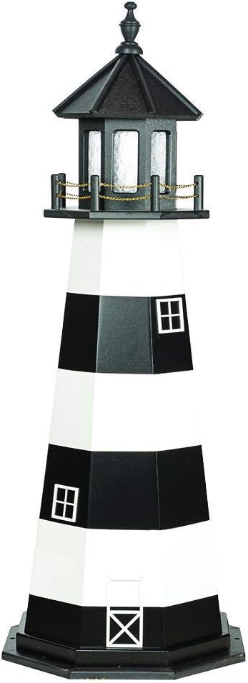 Decorative Lighthouse Wood Black White V43227