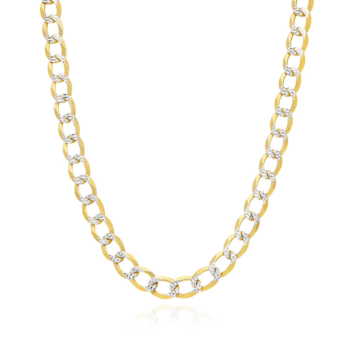 18K Gold Over Silver Diamond-Cut Cuban Chain Necklace 20"-26" V12046