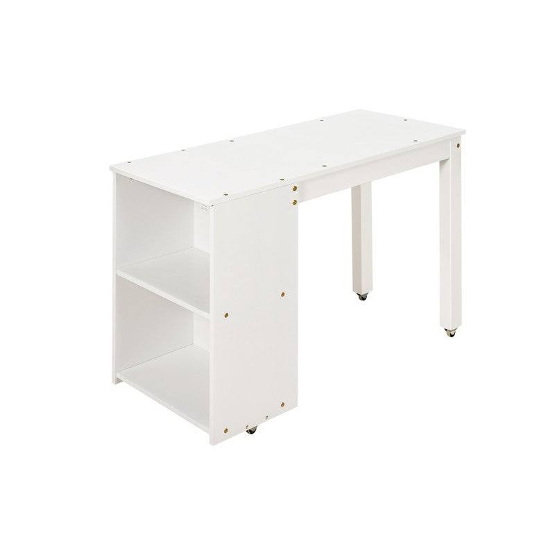 White Twin Loft Bed with Cabinet and Rolling Desk P2388