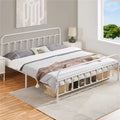 White California King Iron Platform Bed with Headboard and Footboard E412