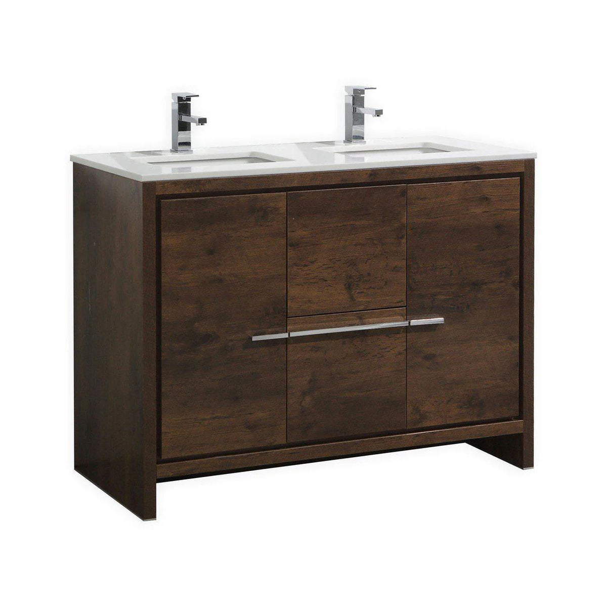 48 in. Double Sink Rose Wood Bathroom Vanity with White Quartz Counter-Top S712