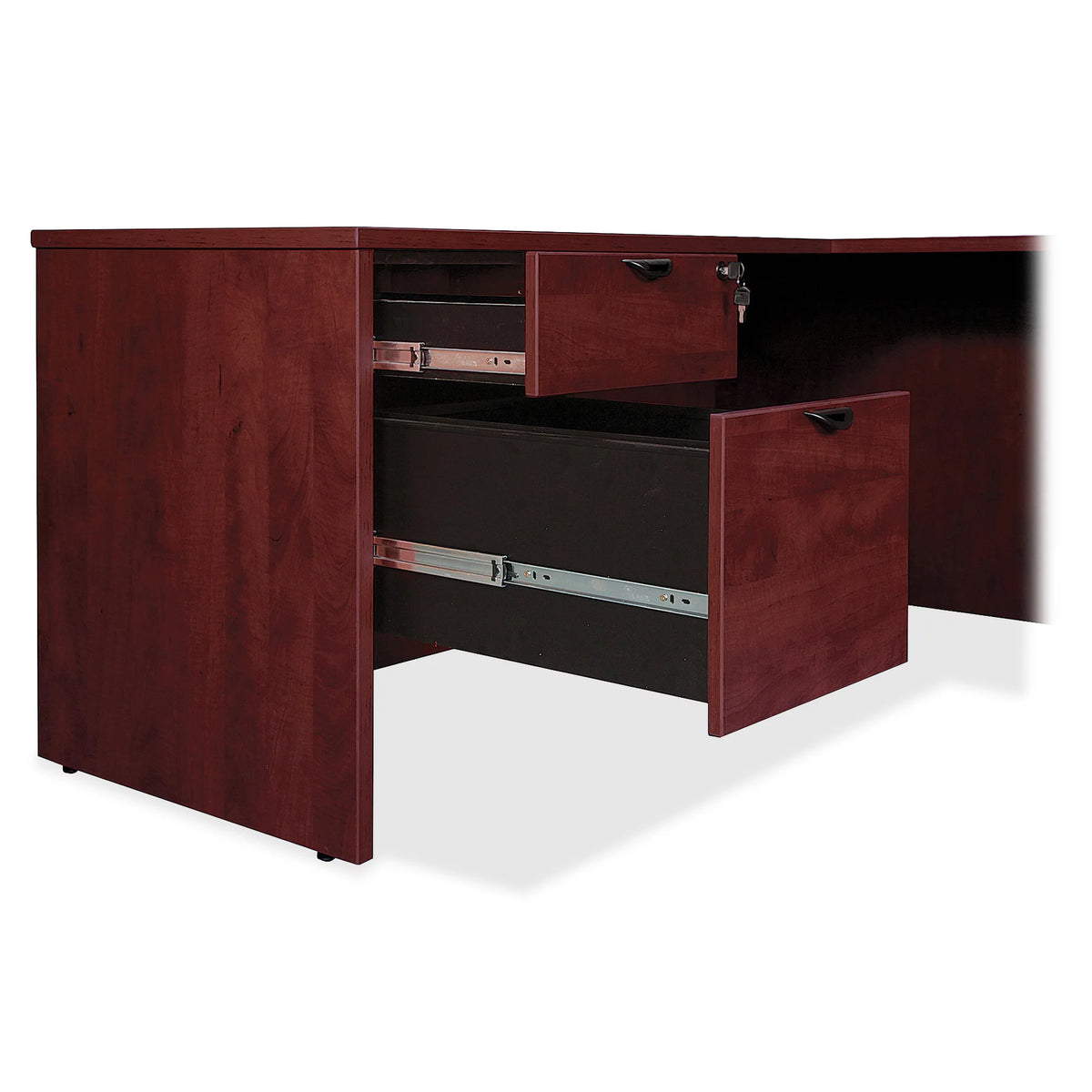 Mahogany Laminate 2 Drawer Double-Pedestal Credenza G32708