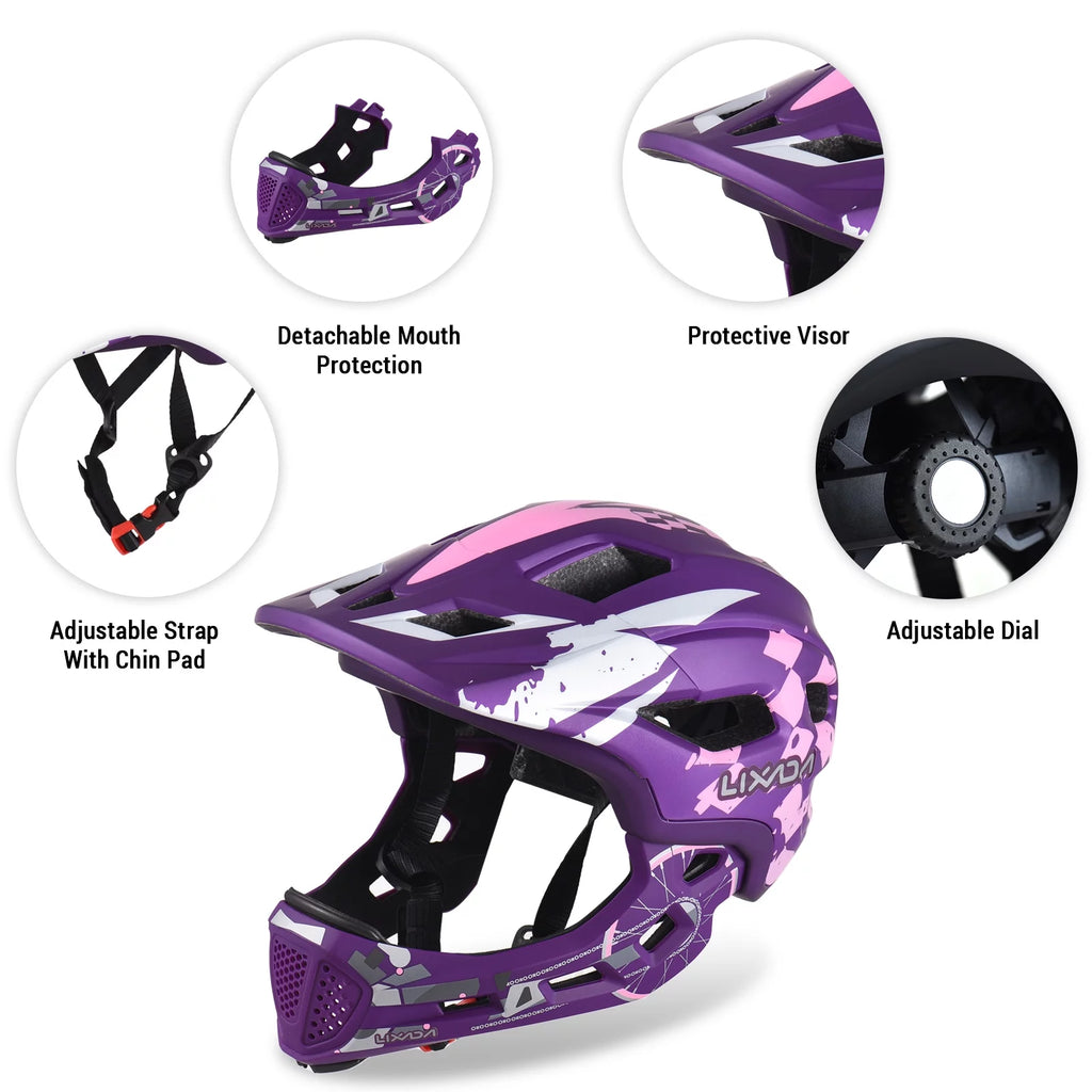 Kids Cycling Helmet Detachable Full Face Adjustable J3910
