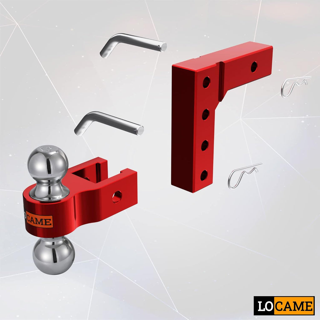 Adjustable Aluminum Trailer Hitch with Double Stainless Steel Pins, Red G3589