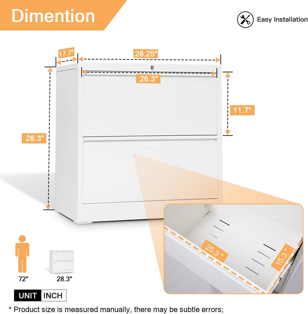 2 Drawer Metal Lateral File Cabinet with Lock V2887