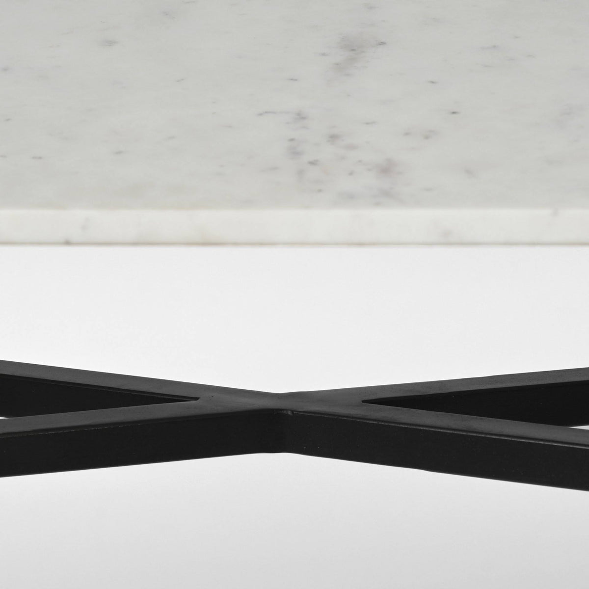 White Marble Top Black Metal Frame Console Table D306