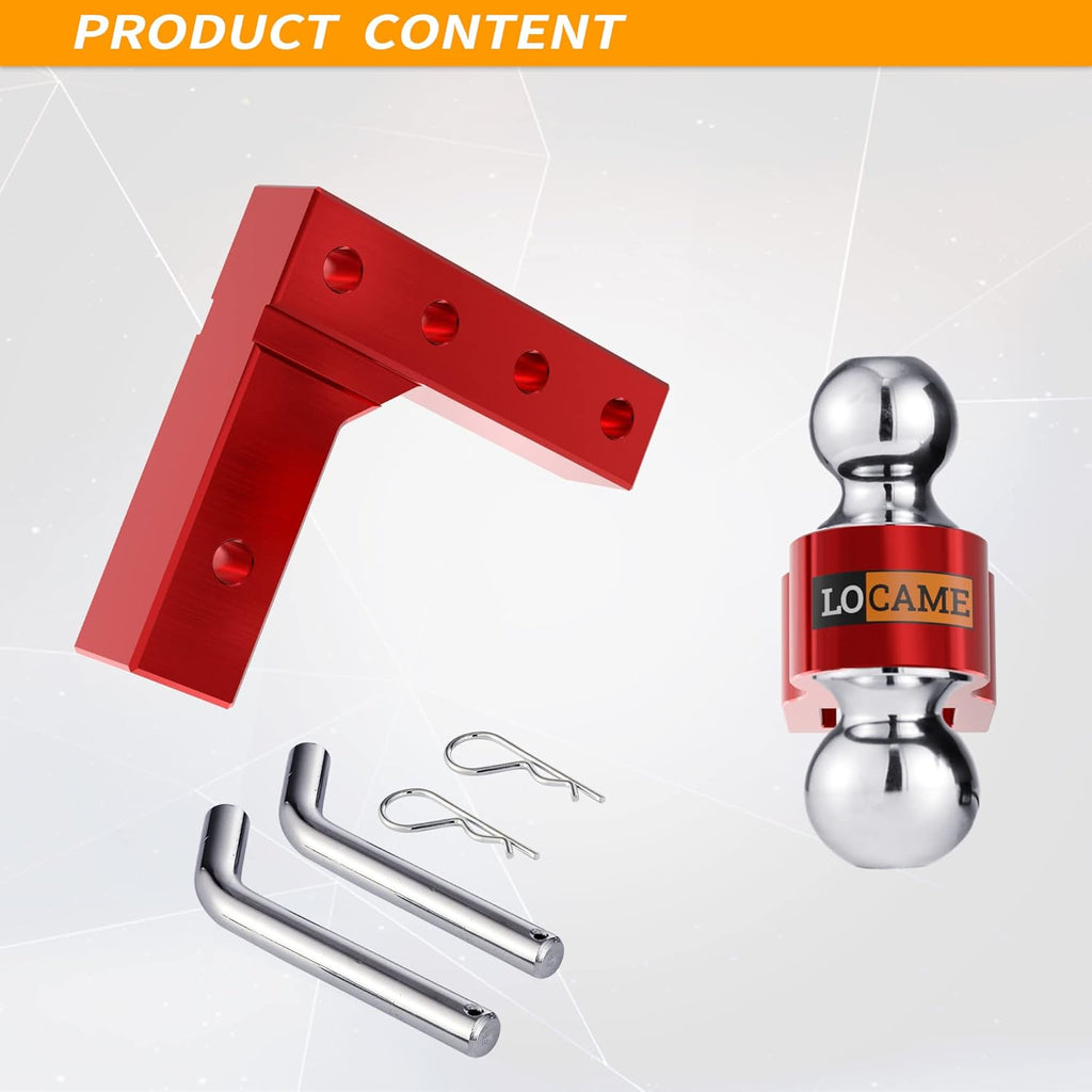 Adjustable Aluminum Trailer Hitch with Double Stainless Steel Pins, Red G3589